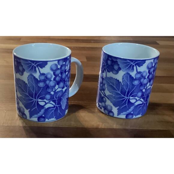 2 Vintage Omnibus By Fitz And Floyd Bordeaux Mug Coffee Cup 12 Oz Grapevine 1995 - Picture 7 of 10